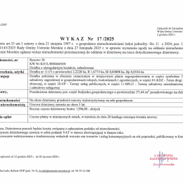 Informacja o wywieszeniu wykazu nr 17/2025 – dzierżawa nieruchomości położonej w Rusowie
