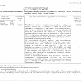 Ogłoszenie o I przetargu ustnym ograniczonym, działka nr 354/10 ul. Ogrodowa Ustronie Morskie